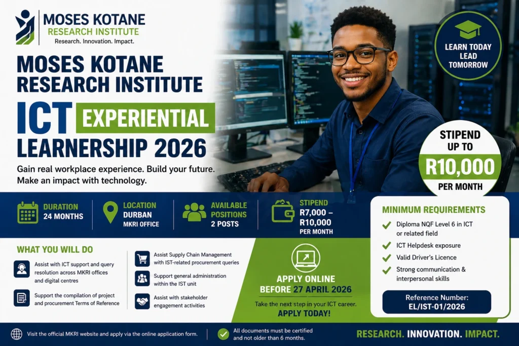 Moses Kotane Research Institute ICT Experiential Learnership 2026